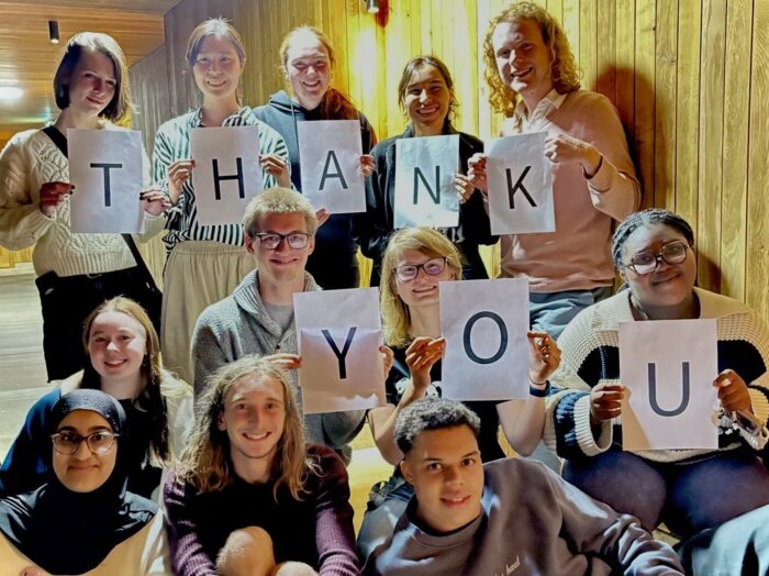 Students with Thank You sign